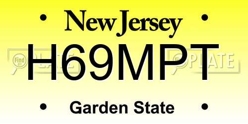 H69MPT New Jersey License Plate