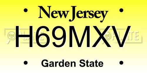 H69MXV New Jersey License Plate