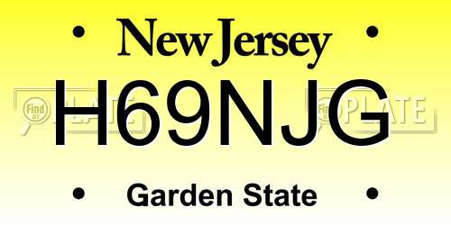 H69NJG New Jersey License Plate