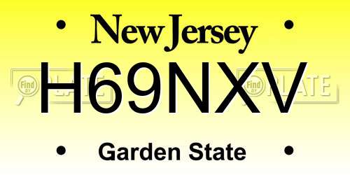 H69NXV New Jersey License Plate