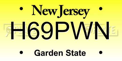 H69PWN New Jersey License Plate