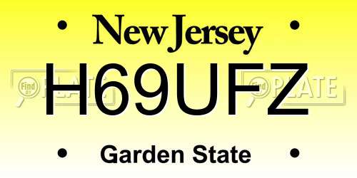 H69UFZ New Jersey License Plate