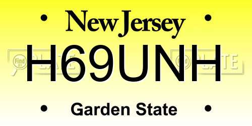 H69UNH New Jersey License Plate