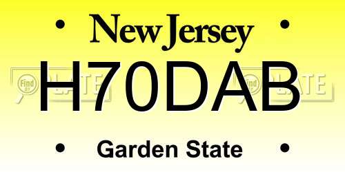 H70DAB New Jersey License Plate