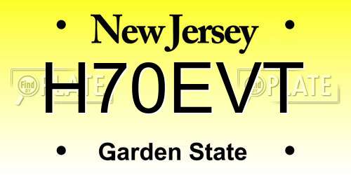 H70EVT New Jersey License Plate