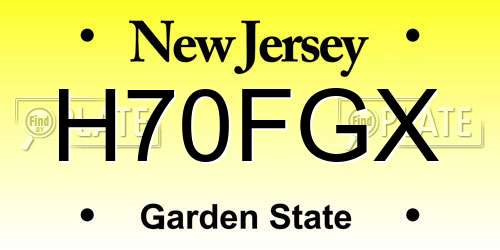 H70FGX New Jersey License Plate