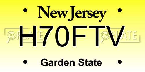H70FTV New Jersey License Plate