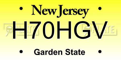 H70HGV New Jersey License Plate
