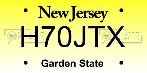 H70JTX New Jersey License Plate