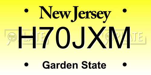 H70JXM New Jersey License Plate