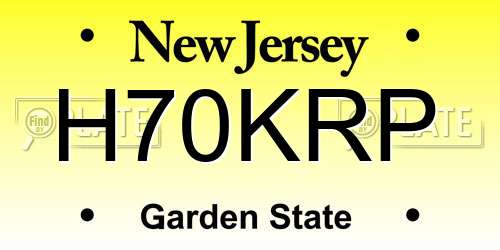H70KRP New Jersey License Plate