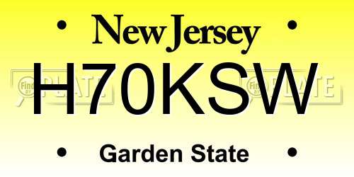 H70KSW New Jersey License Plate