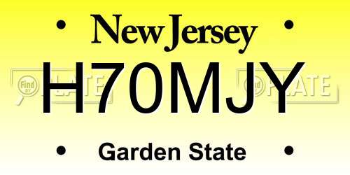 H70MJY New Jersey License Plate