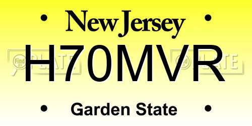 H70MVR New Jersey License Plate