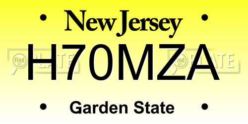 H70MZA New Jersey License Plate