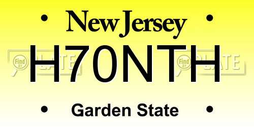H70NTH New Jersey License Plate