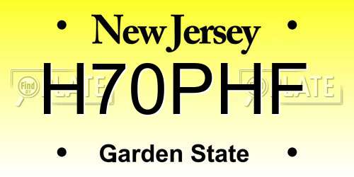 H70PHF New Jersey License Plate