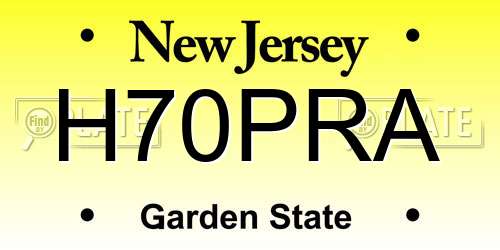 H70PRA New Jersey License Plate