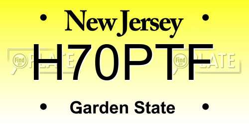 H70PTF New Jersey License Plate