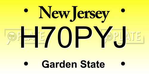 H70PYJ New Jersey License Plate