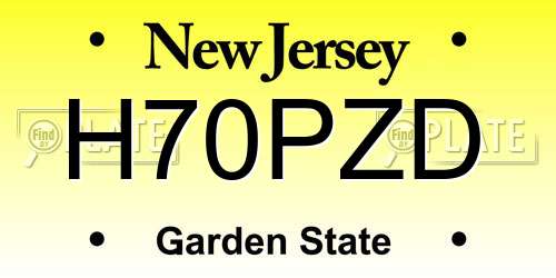 H70PZD New Jersey License Plate