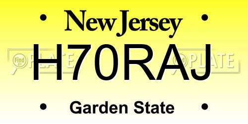 H70RAJ New Jersey License Plate