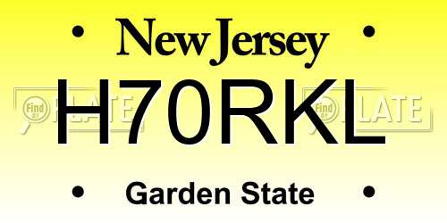 H70RKL New Jersey License Plate