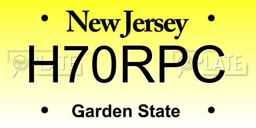 H70RPC New Jersey License Plate