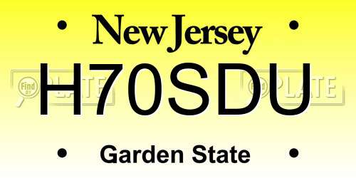 H70SDU New Jersey License Plate
