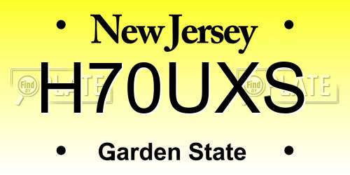 H70UXS New Jersey License Plate