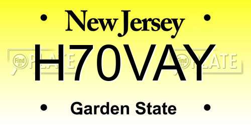 H70VAY New Jersey License Plate