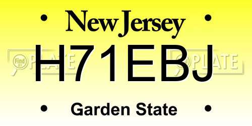 H71EBJ New Jersey License Plate