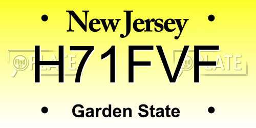 H71FVF New Jersey License Plate