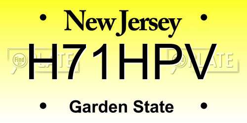 H71HPV New Jersey License Plate