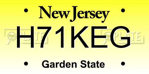 H71KEG New Jersey License Plate