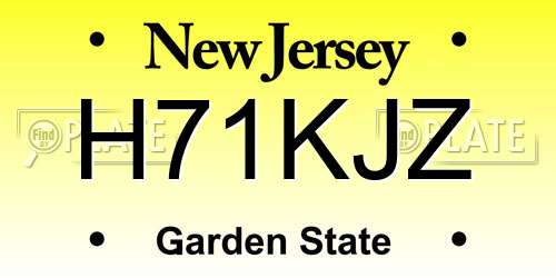 H71KJZ New Jersey License Plate