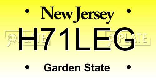 H71LEG New Jersey License Plate