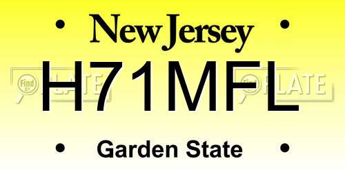 H71MFL New Jersey License Plate