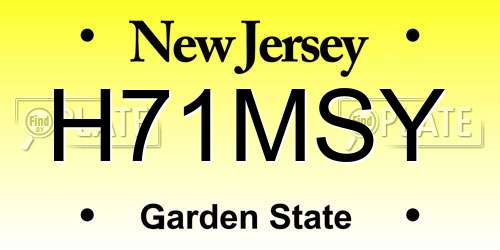 H71MSY New Jersey License Plate