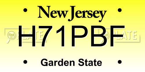 H71PBF New Jersey License Plate