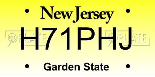 H71PHJ New Jersey License Plate