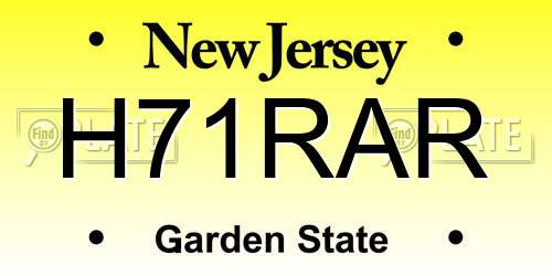 H71RAR New Jersey License Plate