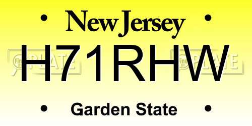 H71RHW New Jersey License Plate