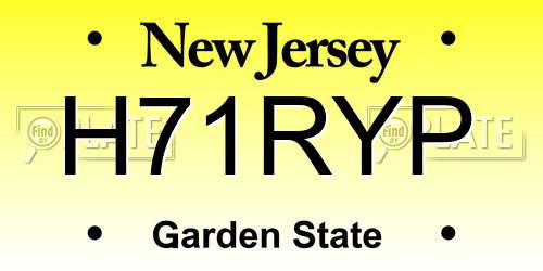 H71RYP New Jersey License Plate
