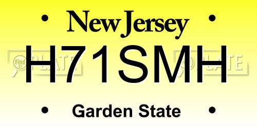 H71SMH New Jersey License Plate