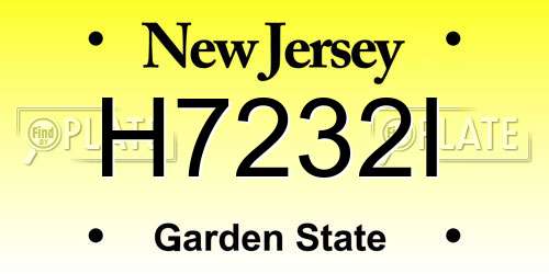H7232I New Jersey License Plate