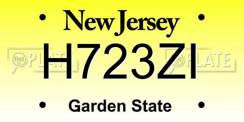 H723ZI New Jersey License Plate