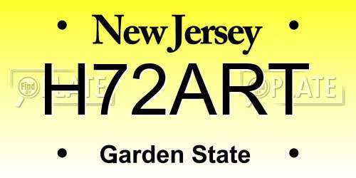 H72ART New Jersey License Plate