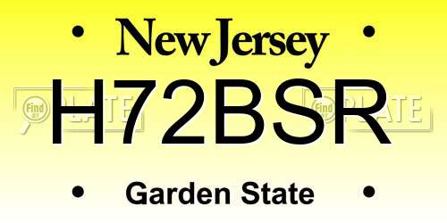 H72BSR New Jersey License Plate