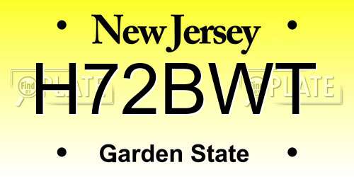 H72BWT New Jersey License Plate